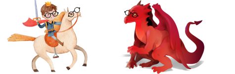 Prinz auf Pferd mit Drache