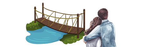 Brücke mit Liebespaar